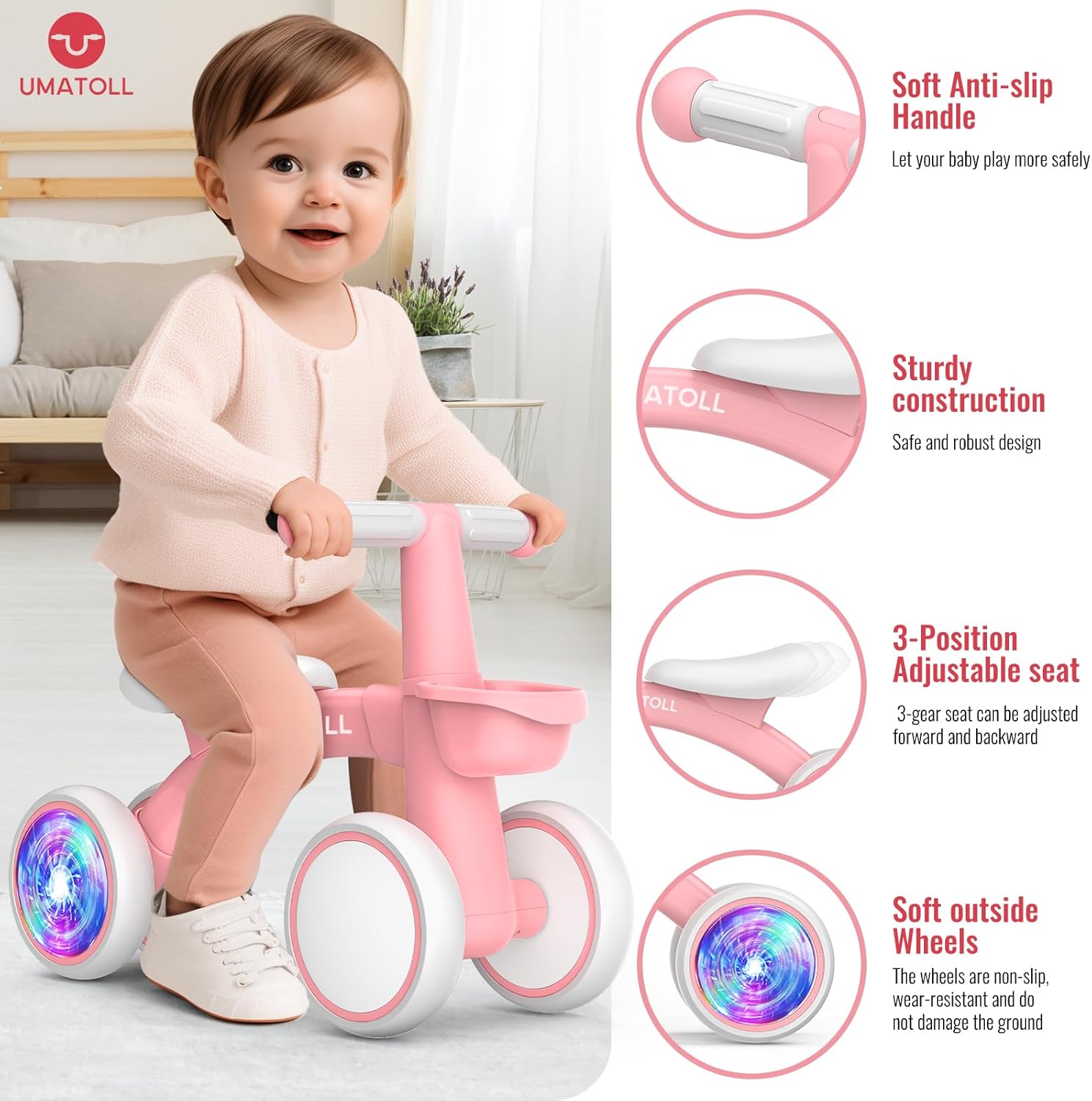 Umatoll Baby Balance Bike for 1 Year Old Girls – Pink Toddler Gift
Umatoll Colorful Lighting Baby Balance Bike with Adjustable Seat
Umatoll Toddler Balance Bike with Glowing Wheels – 12–24 Months
Umatoll 1st Birthday Gift Baby Balance Bike for Girls – Pink Ride On Toy
Umatoll Lightweight Aluminum Baby Balance Bike – Safe Indoor Outdoor Toy
Umatoll Pink Baby Balance Bike with LED Rear Wheels – Toddler Ride On
Umatoll Baby Balance Bike for 12–24 Month Old Girls – Adjustable Toddler Bike